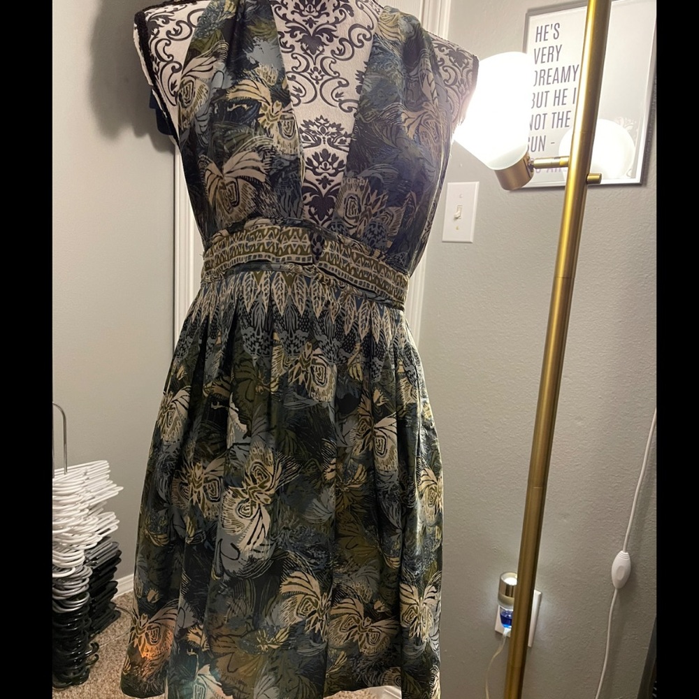 Free People Blue Pattern Mini Dress